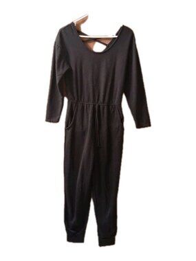 No Boundaries Juniors’ Size 3-5 Black Pockets Stretch Long Sleeve Jumpsuit